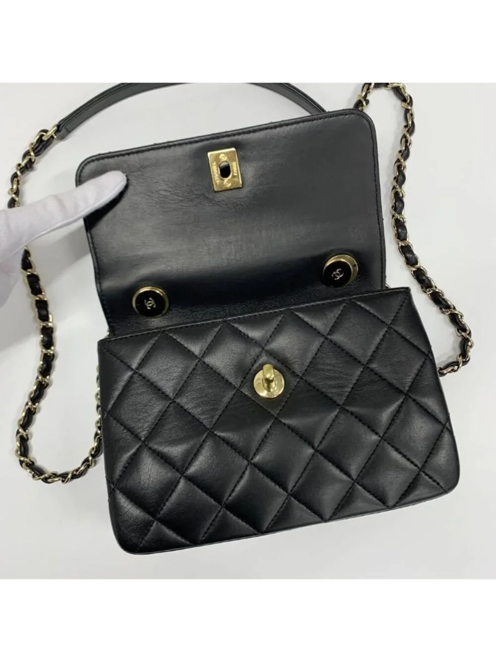 Chanel Top Handle Quilted CC Logo Chain